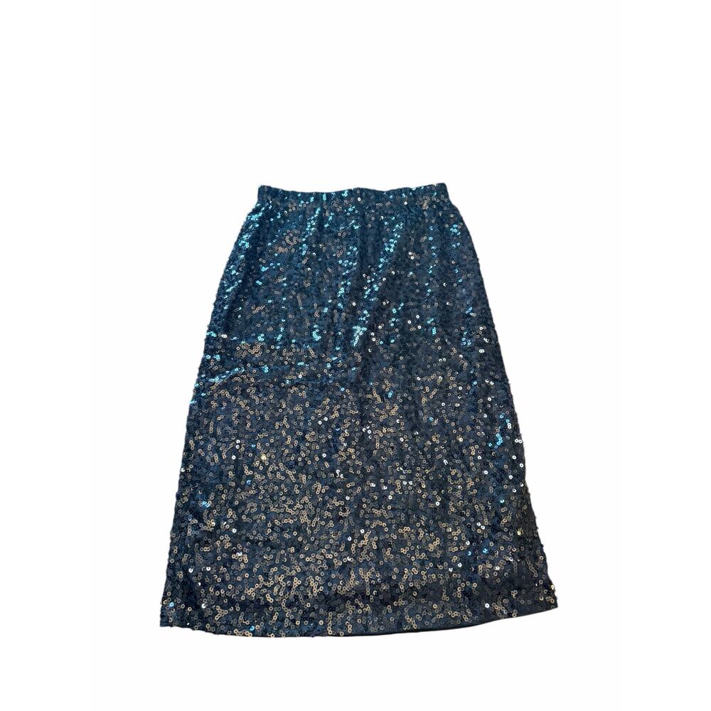 Baisdan Sequin Midi Skirt Black Zips New In Bag Women's Size Medium